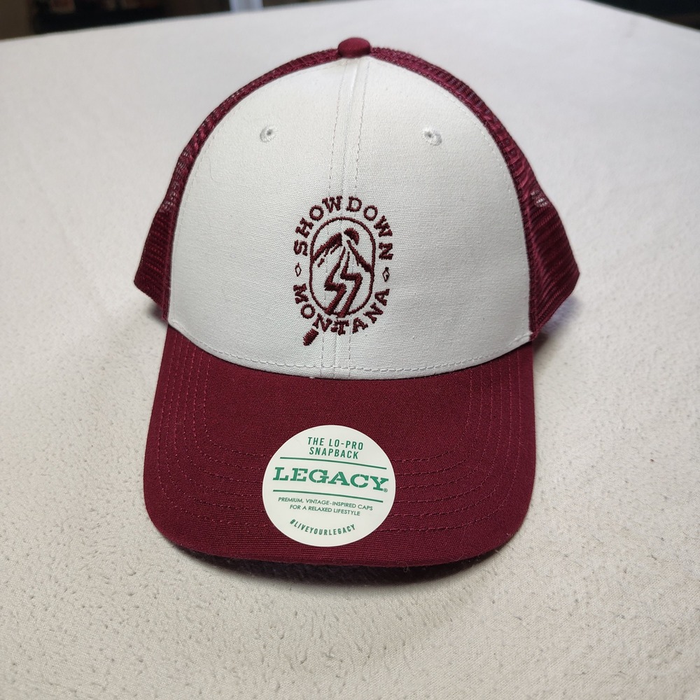 Showdown Montana Trucker Hat Cap Snap Back One Size Maroon White Skiing Ski Are